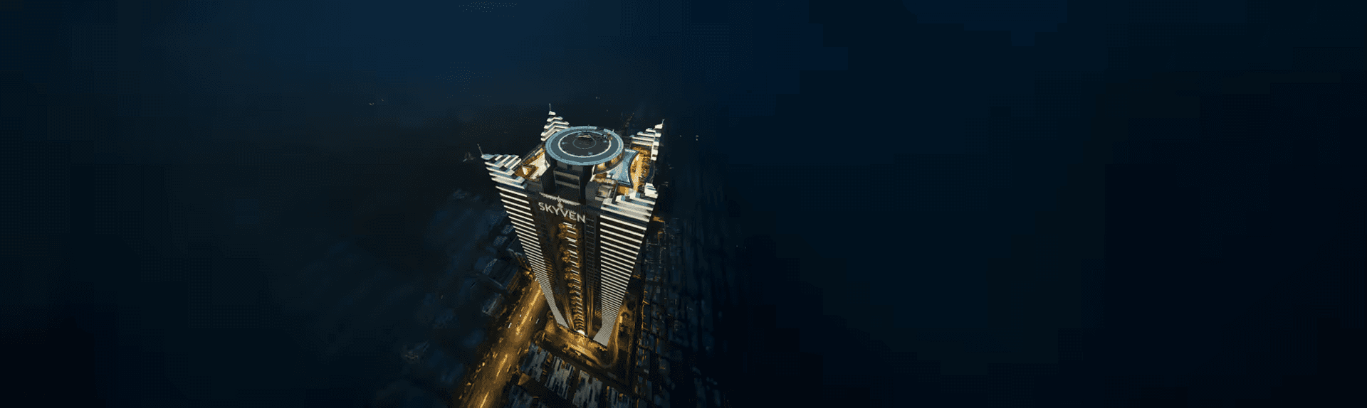 Aerial view of the luxury high-rise tower