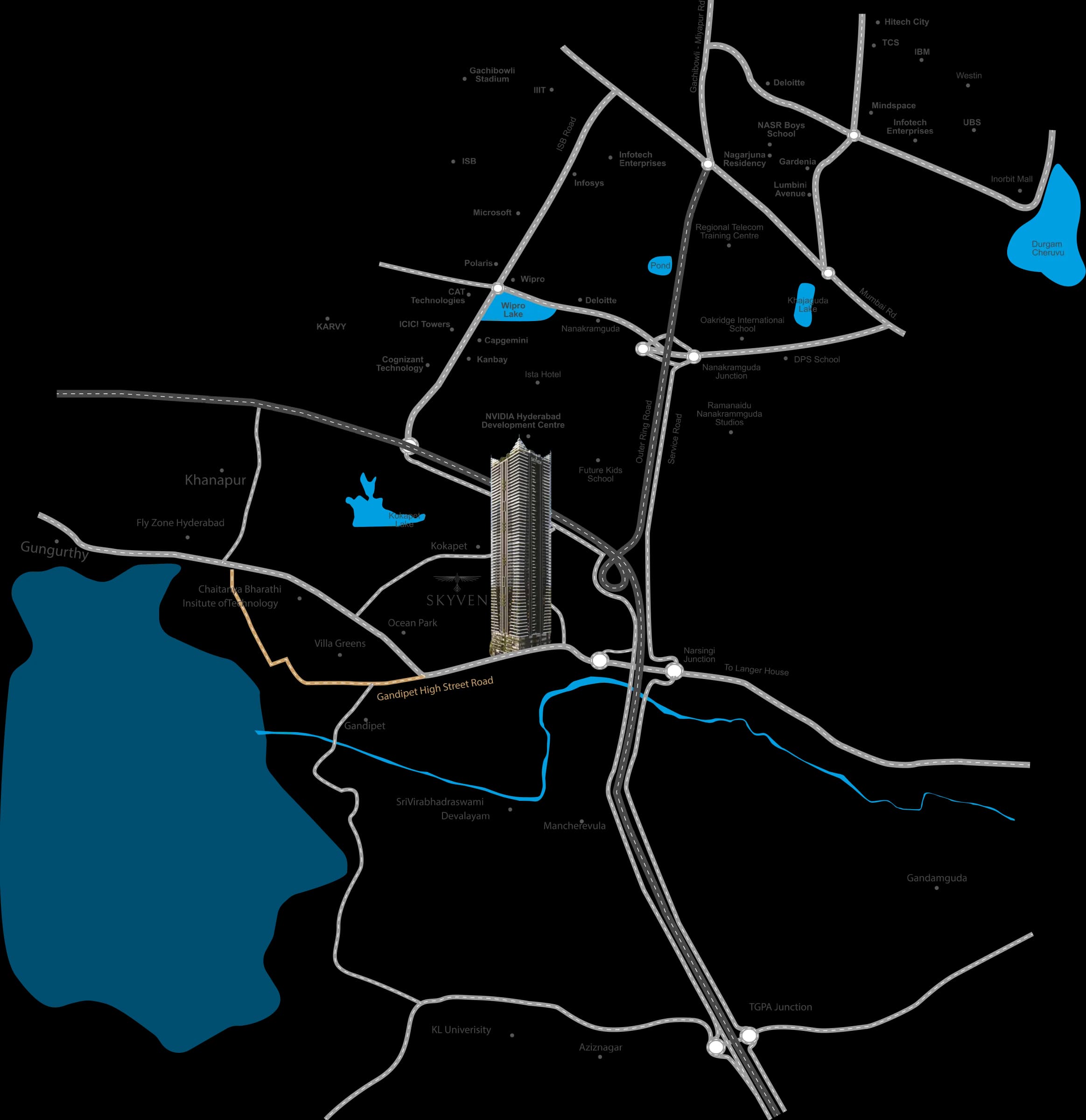 Skyven connectivity and location map